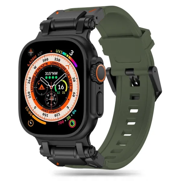 Спортивний ремінець для Apple Watch 49/46/45/44/42 mm Міцний силіконовий зелений